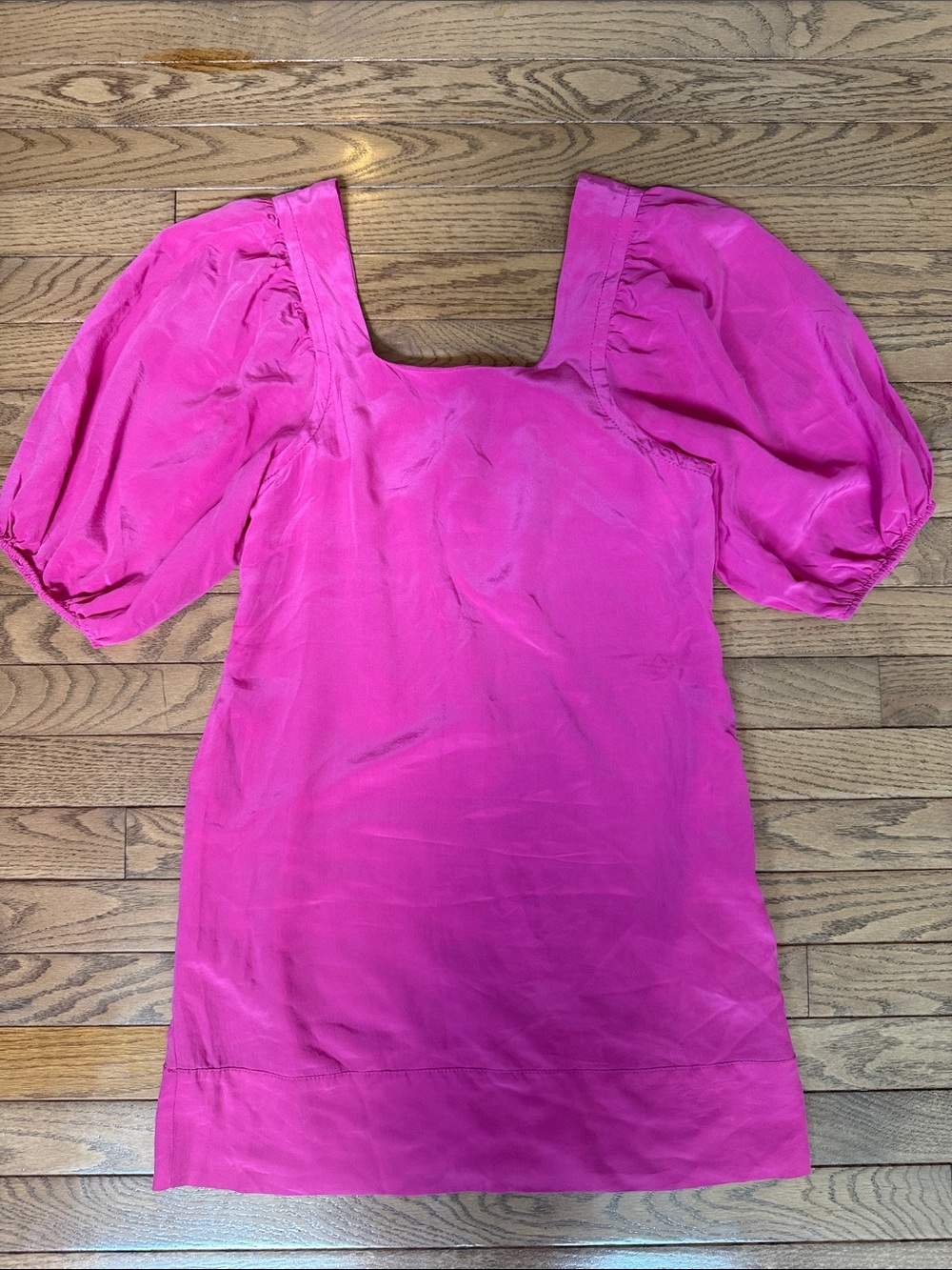 Silk Express Puff-Sleeve Square Neck Women's dress